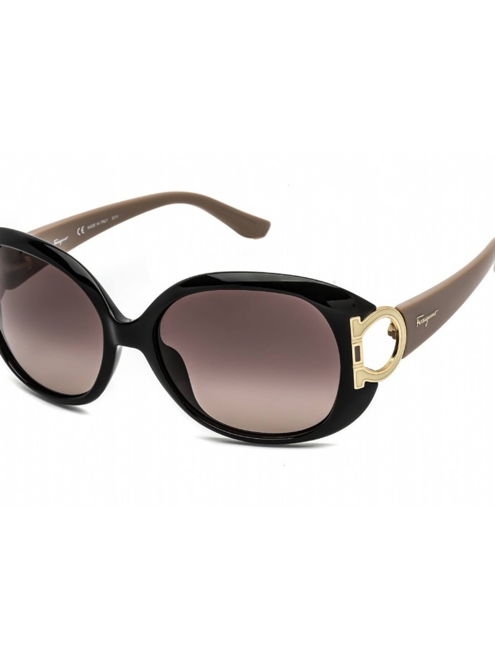 Salvatore Ferragamo Black Frames with Brown Temples & Gold Gancini Sunglasses